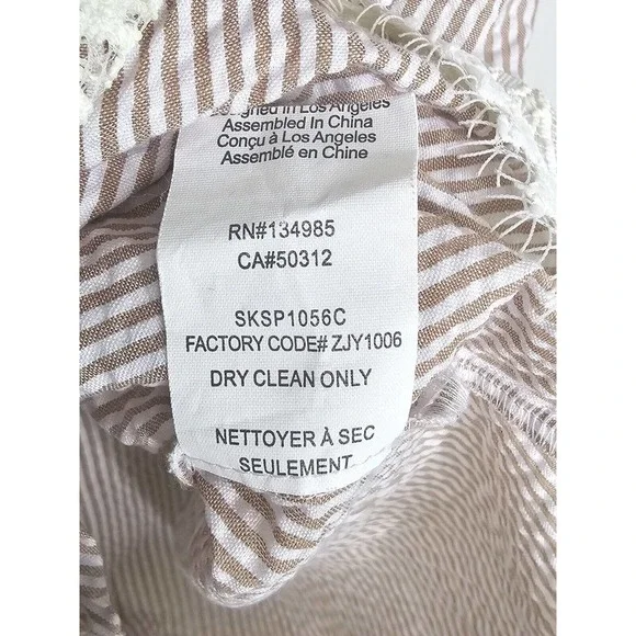 For Love & Lemons Emmy Sleep Romper Brown Seersucker and Lace Size Small - Picture 11 of 16